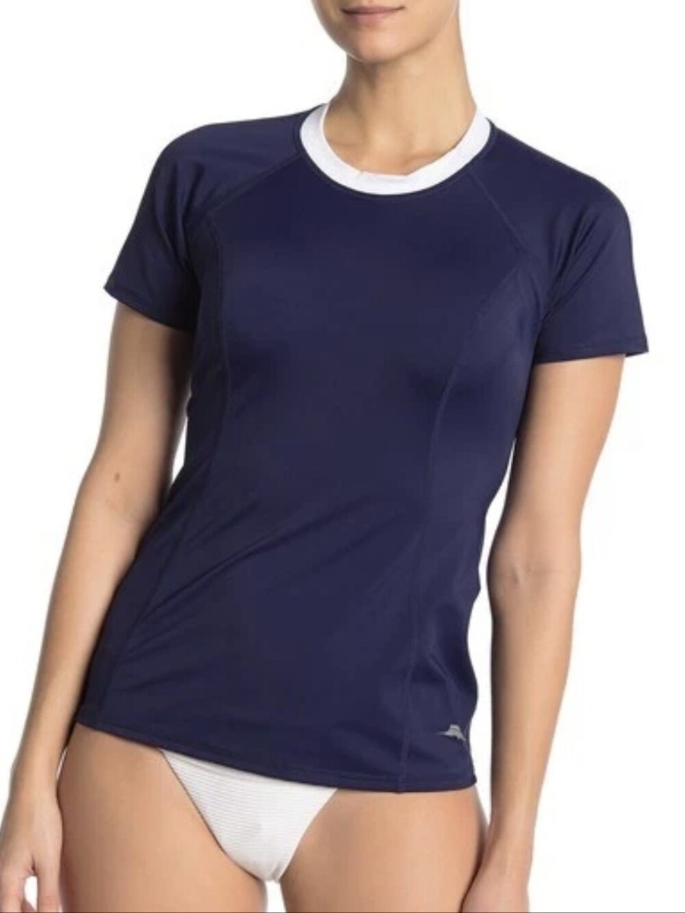 Tommy Bahama IslandActive Short Sleeve Back-Zip Rash Guard Swim Top - Size L